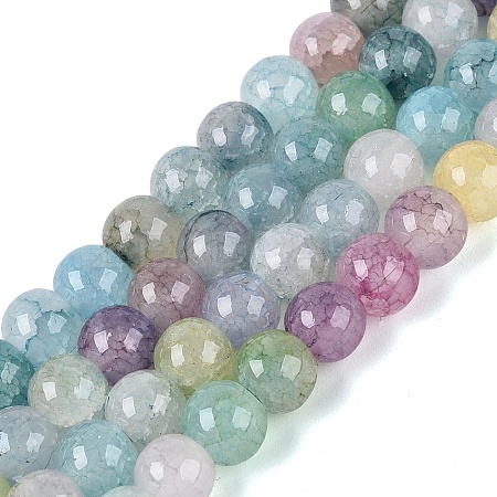 Ombre Effect Dyed Crackle Glass Beads Strands GLAA-Q106-01A-B27-1