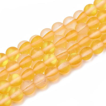 Synthetic Moonstone Beads Strands G-R375-6mm-A07-1