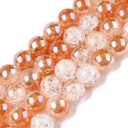 Electroplated Crackle Glass Beads Strands EGLA-N014-10mm-01-1