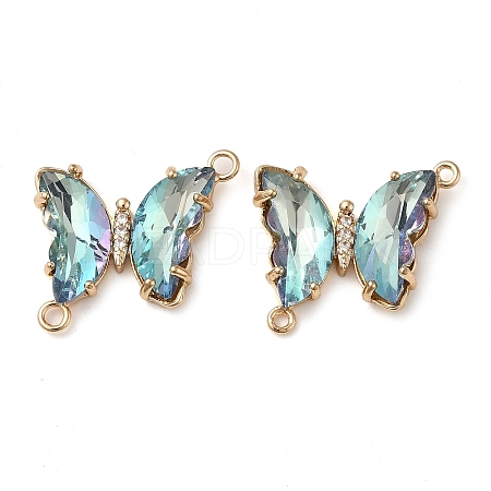 Brass Pave Faceted Glass Connector Charms FIND-Z020-04F-1