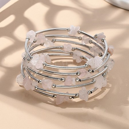 Gemstone Chip Warp Bracelets X-BJEW-JB01517-01-1