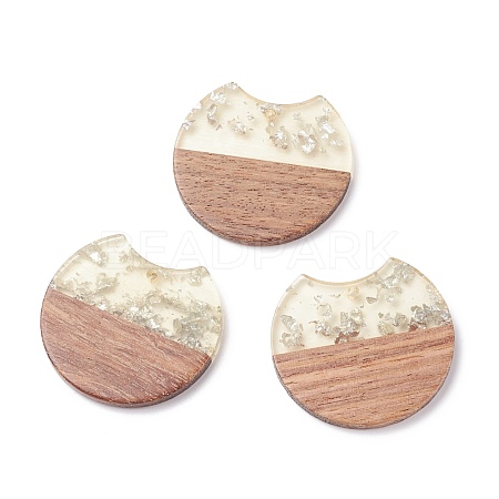 (Defective Closeout Sale: Some Scratched Surface) Transparent Resin & Walnut Wood Pendants RESI-XCP0001-80-1