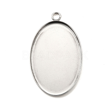Tarnish Resistant 304 Stainless Steel Pendant Cabochon Settings STAS-K148-03-01-1