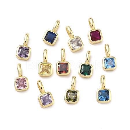 Brass Micro Pave Cubic Zirconia Charms KK-G555-21G-A-1