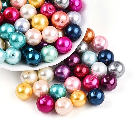 Baking Painted Pearlized Glass Pearl Beads HY-Q003-12mm-M01-1