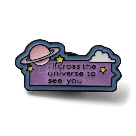 Inspirational Word I'll Cross the Universe to See You & Planet Enamel Pins JEWB-G032-02B-1
