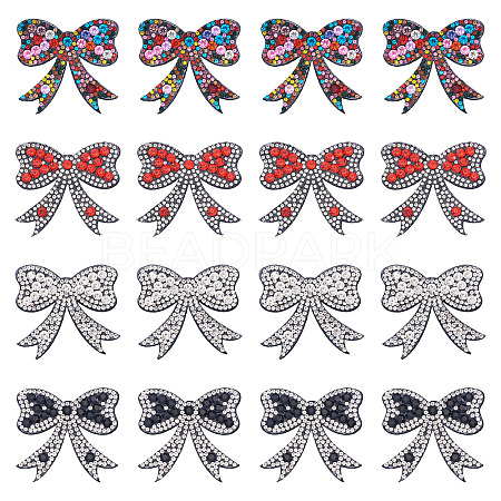 16Pcs 4 Colors Bowknot Rhinestone Patches PATC-TA0001-18-1