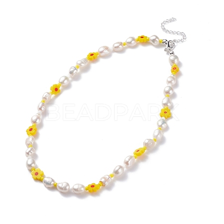 Natural Pearl Beaded Necklace NJEW-TA00018-03-1