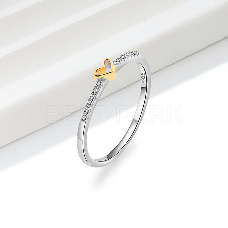 925 Sterling Silver Micro Pave Clear Cubic Zirconia Finger Rings FS-WG81B24-07-1