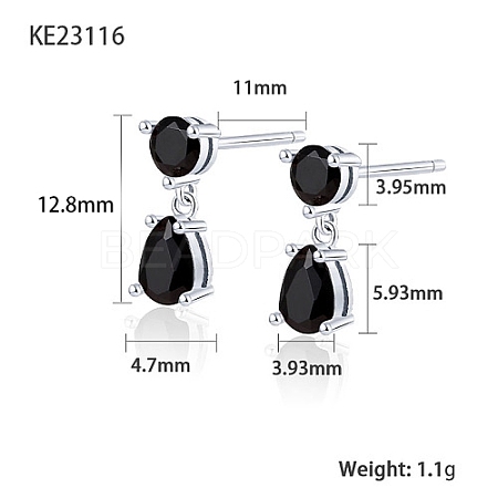 Cubic Zirconia Teardrop Dangle Stud Earrings SC9593-10-1