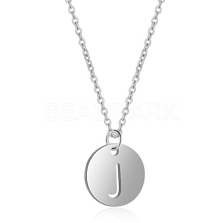 201 Stainless Steel Initial Pendants Necklaces NJEW-S069-TN507-J-1