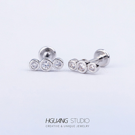 Stainless Steel Micro Pave Clear Cubic Zirconia Cartilage Earrings for Women Men WG126FA-07-1