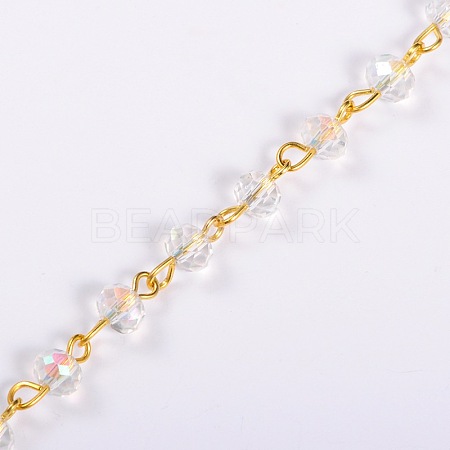 Handmade Rondelle Glass Beads Chains for Necklaces Bracelets Making X-AJEW-JB00037-04-1