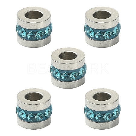 201 Stainless Steel Polymer Clay Rhinestone Inlaid Beads RB-YW0001-11E-1