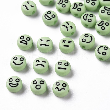 Opaque Pale Green Acrylic Beads X-MACR-N008-42-C09-1