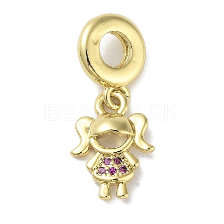 Rack Plating Brass Pave Cubic Zirconia European Dangle Charms X-KK-R163-08B-G-1
