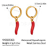 Stainless Steel Red Enamel Chili Pepper Dangle Hoop Earrings for Women DZ8170-2-1