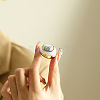 Oval 304 Stainless Steel with Natural Howlite Finger Rings FS-WGC5475-10-1