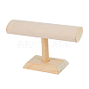 Velvet T-Bar Bracelet Display Stands  with Wooden Base BDIS-WH0010-03B-1