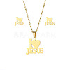 Word I Love Jesus 304 Stainless Steel Pendant Necklaces & Stud Earrings Sets FS-WGBBC94-01-5