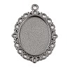 Tibetan Style Oval Alloy Pendant Cabochon Settings TIBEP-Q054-44B-RS-1