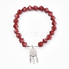 Natural Red Jasper Beads Charm Bracelets BJEW-O162-D07-1