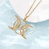 304 Stainless Steel Triple Moon Pendant Cable Chain Necklaces for Men Women NJEW-K308-01D-G-3