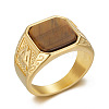 304 Stainless Steel with Natural Tiger Eye Finger Rings FS-WG06E27-03-2