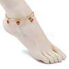 Alloy Enamel Fruit Charm Anklet AJEW-AN00560-02-2