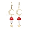 4 Pairs 4 Colors Mushroom Lampwork Dangle Earrings EJEW-TA00306-4