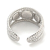 304 Stainless Steel Synthetic Turquoise Cuff Rings G-Z056-06P-05-3