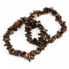 Unisex Chip Natural Tiger Eye Beaded Stretch Bracelets X-BJEW-S143-02-5
