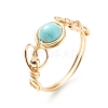 Synthetic Turquoise Braided Finger Ring RJEW-TA00042-04-4