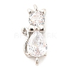 Brass Micro Pave Cubic Zirconia Kitten Links Connectors X1-ZIRC-G157-50P-1