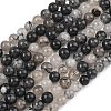 Natural Tourmalinated Quartz/Black Rutilated Quartz Beads Strands G-D361-01A-8-9mm-2