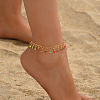 Summer Fashion Brass Heart Link Fringed Colorful Rhinestone Anklets for Women Beach Parties BX8171-3