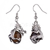 Natural Tiger Eye Dragon Dangle Earrings EJEW-A092-06P-02-2