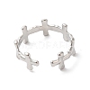 304 Stainless Steel Cross Open Cuff Ring for Women RJEW-K245-26P-2