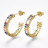 Brass Micro Pave Cubic Zirconia Stud Earrings EJEW-S201-50-2