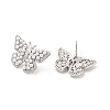 Clear Cubic Zirconia Butterfly Stdud Earrings with ABS Pearl Beaded EJEW-P213-06P-2