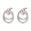 304 Stainless Steel Double Ring Dangle Stud Earrings EJEW-D095-18P-1