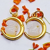 Moon with Rabbit Glass Charms GLAA-WH0030-11-1