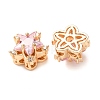 Brass Micro Pave Pink Cubic Zirconia Beads CU-CBAEC99-34G-01-2