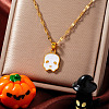 Stainless Steel Enamel Halloween Skull Pendant Dapped Chain Necklaces VT5751-1