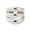 Three-layer Brass Open Cuff Rings for Women RJEW-A046-08P-2