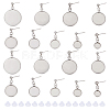 Unicraftale 18Pcs 9 Style Flat Round 304 Stainless Steel Stud Earring Settings STAS-UN0027-32-1