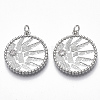 Brass Micro Pave Clear Cubic Zirconia Pendants KK-S356-008P-NF-1