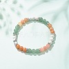 Natural Red Aventurine & Gemstone Round Beaded Bracelet for Women BJEW-JB08336-04-2