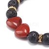 Natural Lava Rock & Gemstone Heart Beaded Stretch Bracelet BJEW-JB08732-5