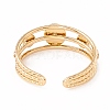 Natural Gemstone and Flat Round Open Cuff Ring RJEW-B039-02G-4